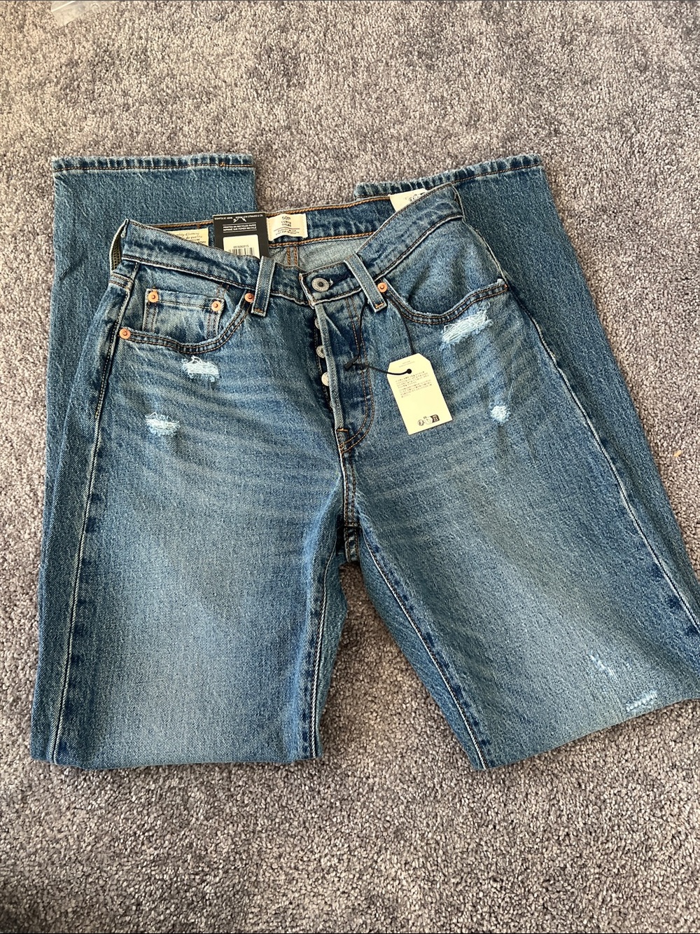 Levi's Straight-Leg Distressed Indigo Jeans